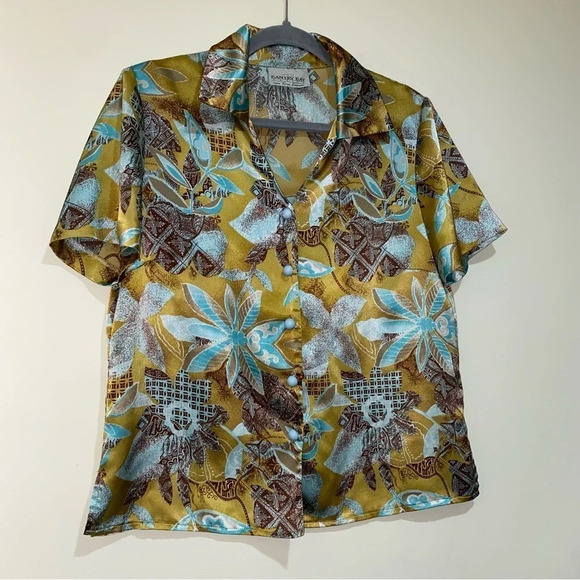 Women’s Bantry Bay Brand Button Down Collared  Silk Floral Print Vintage Blouse - Picture 3 of 12